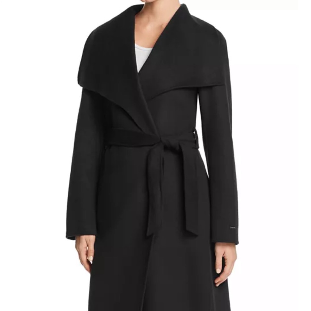 Tahari Abbey Draped Collar Wrap Coat NWT